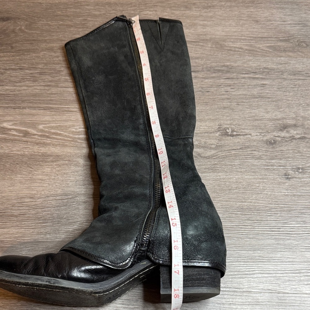 Donald Pliner Black Suede and Leather Knee-High Women's Boots - Picture 14 of 14
